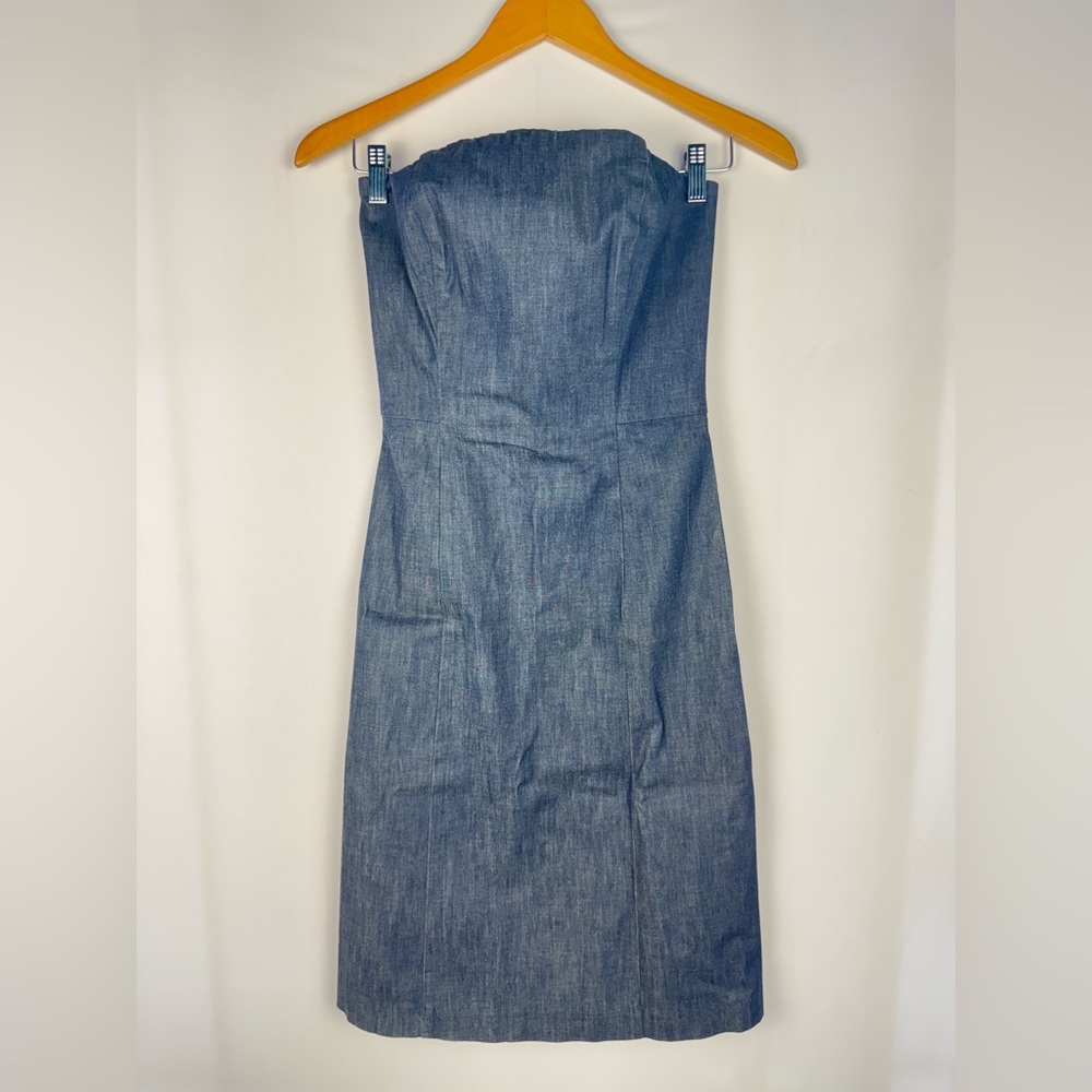Ann Taylor Stretch Denim Strapless Knee Length Dress 2